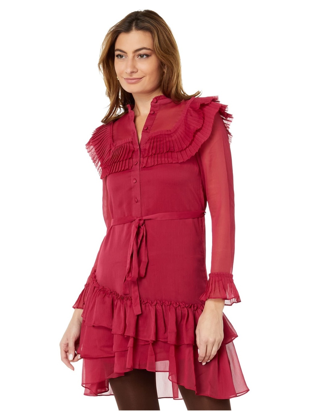 Ted Baker Anastai Ruffle Mini Dress Deep Pink size US 12